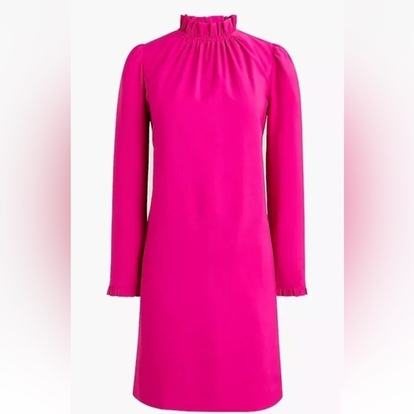 J. Crew Dresses & Skirts - J. Crew Ruffle neck Shift Dress Pink Fuchsia Sz 2 *L27